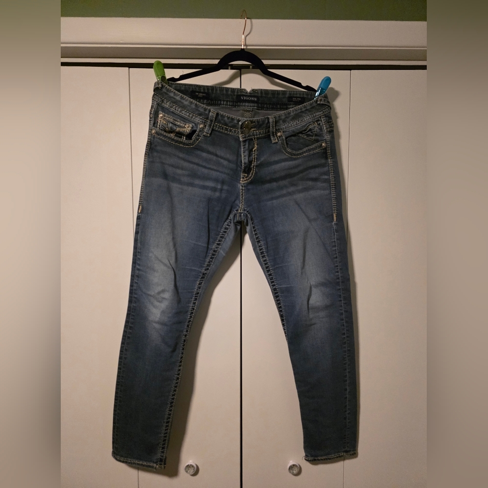 Vigoss Blue Boot Cut Jeans with Embellished Pockets